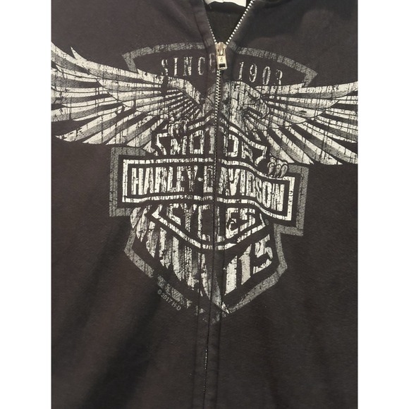 Vintage Harley Davidson Hoodie Black Mens XL Zip Mad River Sandusky OH Biker - Picture 3 of 12